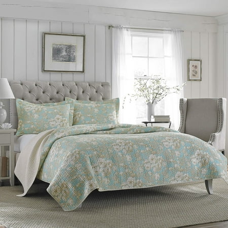 Laura Ashley Brompton Serene Reversible Cotton Quilt Set Walmart Com