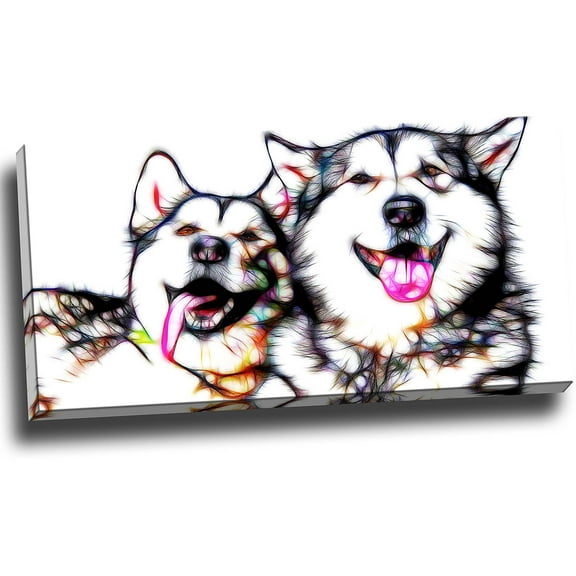 Design Art Husky Buddies Canvas Art, 32" x 16"