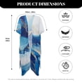 thumbnail image 6 of Xoenoiee Blue Golden Marble Pattern Womens Beach Cover Up Kimono Short Sleeve Swimsuit Coverup Open Front Cardigan Summer Swimwear for Beach Travel Water Activitiesty, 6 of 7