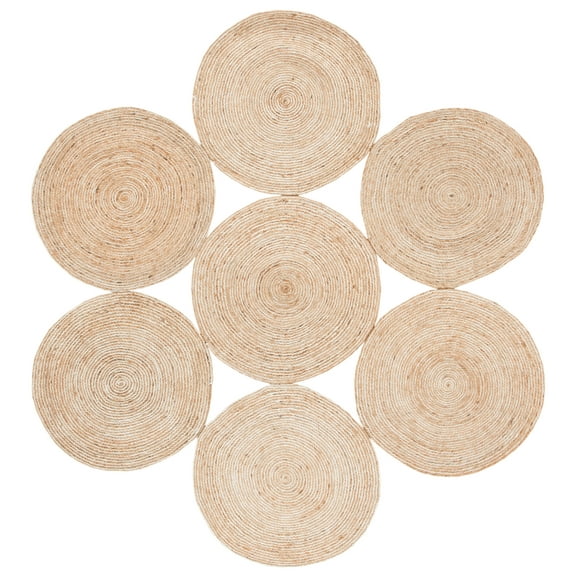 SAFAVIEH Natural Fiber Dacre Geometric Area Rug, Ivory/Natural, 8' x 8' Round