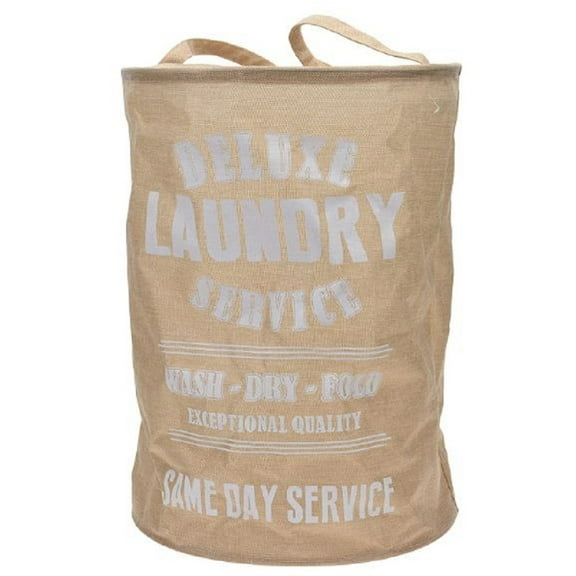 Beige Laundry Service Storage Bag Basket Hamper 21 x 15 Inch