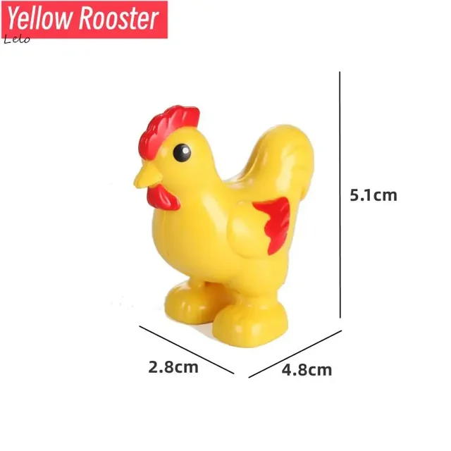 Grandes bloques de construcción, figuras de animales de granja, accesorios, bloques, pollo, pato, perro, gato, insectos, juguetes de ensamblaje, regalo para niños