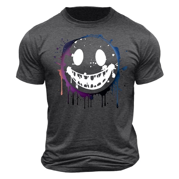 Top de Manga Corta, Hombre Casual Impreso Cuello de la Tripulación Camiseta, Manga Corta Blusa de Verano Poliéster