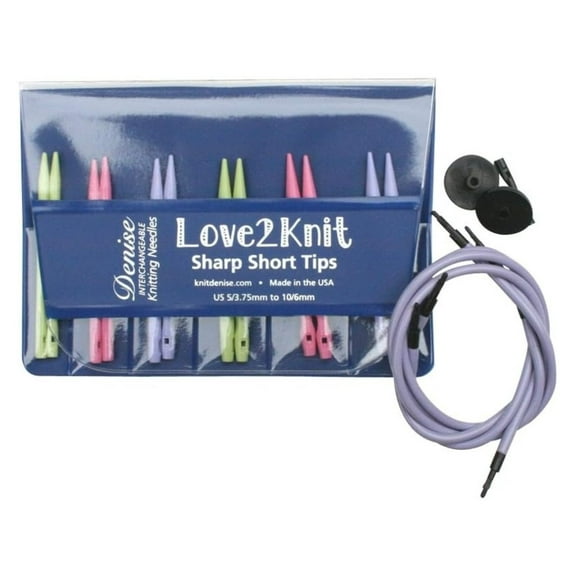 Love2Knit Sharp Short Tip Interchangeable Knitting Needles (US5-10, Pastel)