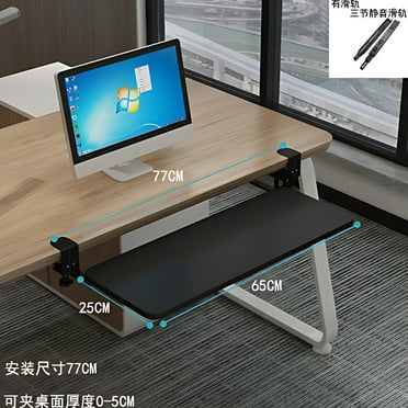 AQSQ Keyboard Tray under Desk, Corner Keyboard Tray with Adjustable C Clamp, under Desk Keyboard Tray Slide Out, Keyboard Drawer Desk Extender, Pull Out Keyboard Holder, Black