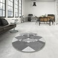 thumbnail image 3 of Ahgly Company Indoor Round Patterned Platinum Silver Gray Area Rugs, 5' Round, 3 of 6