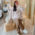 thumbnail image 3 of Ensemble de Pyjama Chaud en Flanelle d'Hiver pour Femmes, Épais, Tenue de Nuit, Pyjama Doux pour Femme, Pantalon, 2 Pcs, Chandail, Surdimensionné, 6TG, 3 of 7
