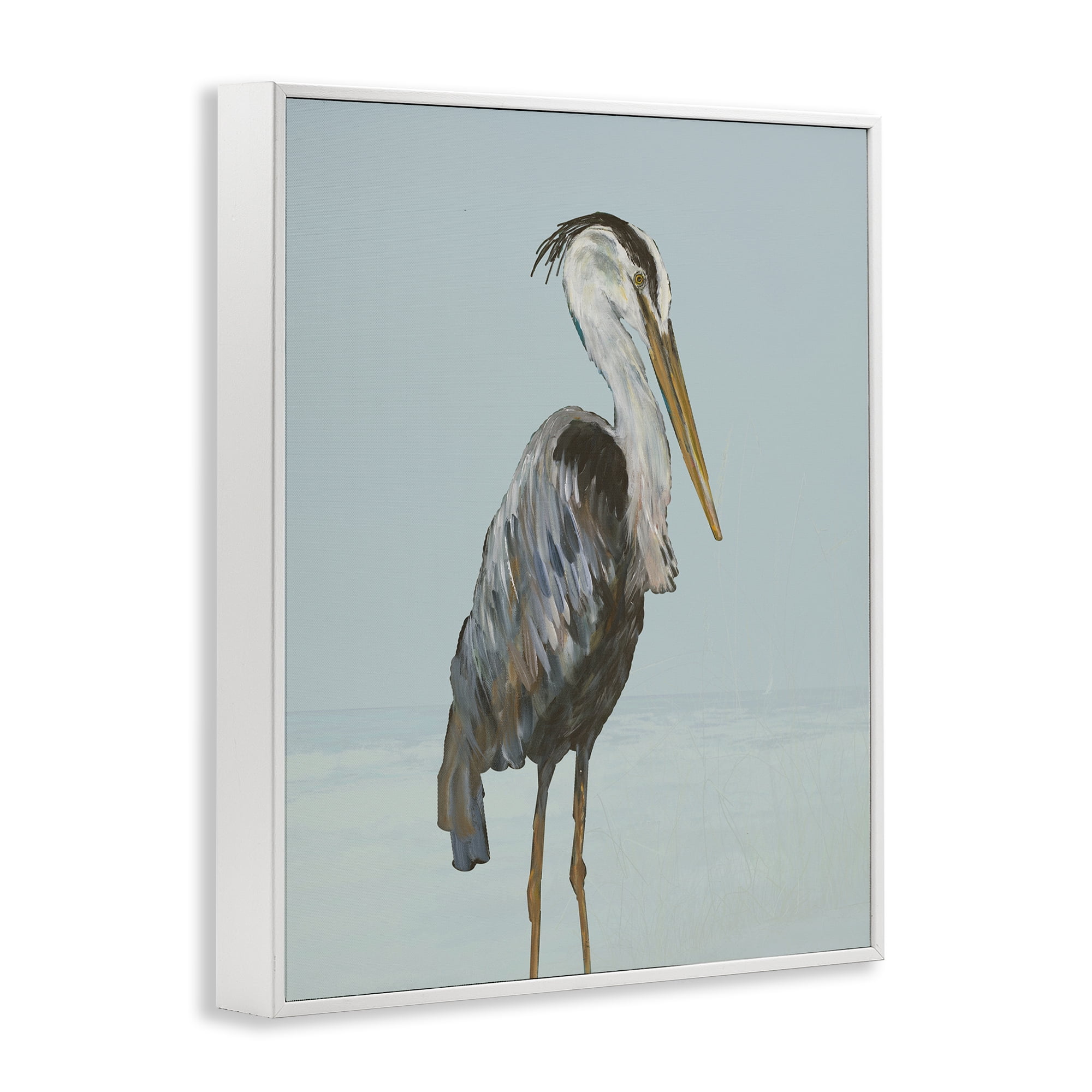 Stupell Industries Coastal Pelican Muted Blue White Framed Giclee Art, design by Julie DeRice