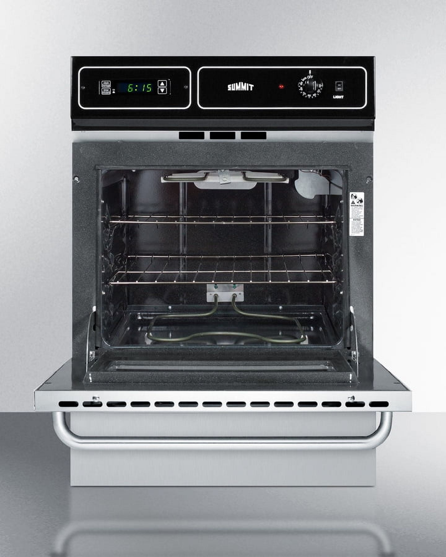 24" Wide Electric Wall Oven, stainless steel/black