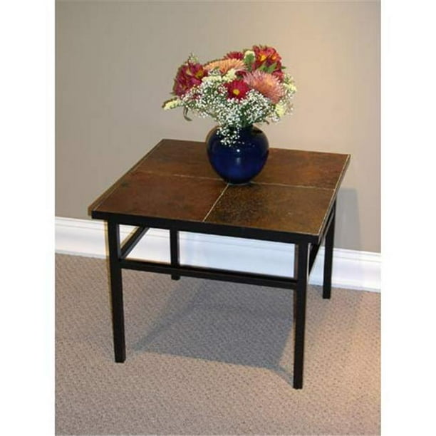 4D Concepts 601624 End Table with Slate Top in Metal and Slate