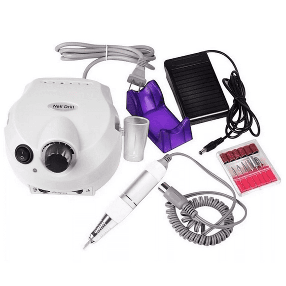 Pulidor Para Uñas Drill Esmeril Profesional Malubero 25000 Rpm Blanco Kit de Manicure