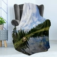 thumbnail image 4 of Minnesota Soft Flannel Fleece Blanket, Landscape of Wild Virgin Nature of Thick Forests and Cloud Reflections on River, Cozy Plush for Indoor and Outdoor Use, 50" x 70", Multicolor, by Ambesonne, 4 of 5