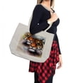 thumbnail image 2 of Safari Shopping Bag, Double Exposure Tiger Collage with 2 Overlapping Images Oriental Mandala Backdrop, Eco-Friendly Reusable Bag for Groceries Beach and More, 15.5" X 14.5", Cream, by Ambesonne, 2 of 2