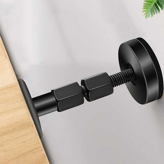 Black Alloy Bed Frame Stabilizer and Wall Protector with Threaded Stopper for Bed Use 1 Set