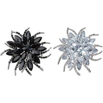 2 Colors Rhinestone Flower Brooches Shiny Large Brooches Flower Brooch Pin for Women Wedding Birthday Dance Party Dress Ceremony Clothes Hat Bag Decorative Jewelry Accessories grey