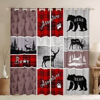 Homewish Jungle Wildlife Bear Curtains Pack of 2 (42x84 Each),Wild Animal Deer Curtains Blackout,Rustic Farmhouse Cabin Bedroom Curtains For Adults,Super Cozy Room Decor