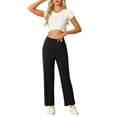 thumbnail image 2 of INSPIRE CHIC Women's Cotton Pajama Bottom Elastic Waist Loose Lounge Sweatpants Pants with Pockets S Black, 2 of 6