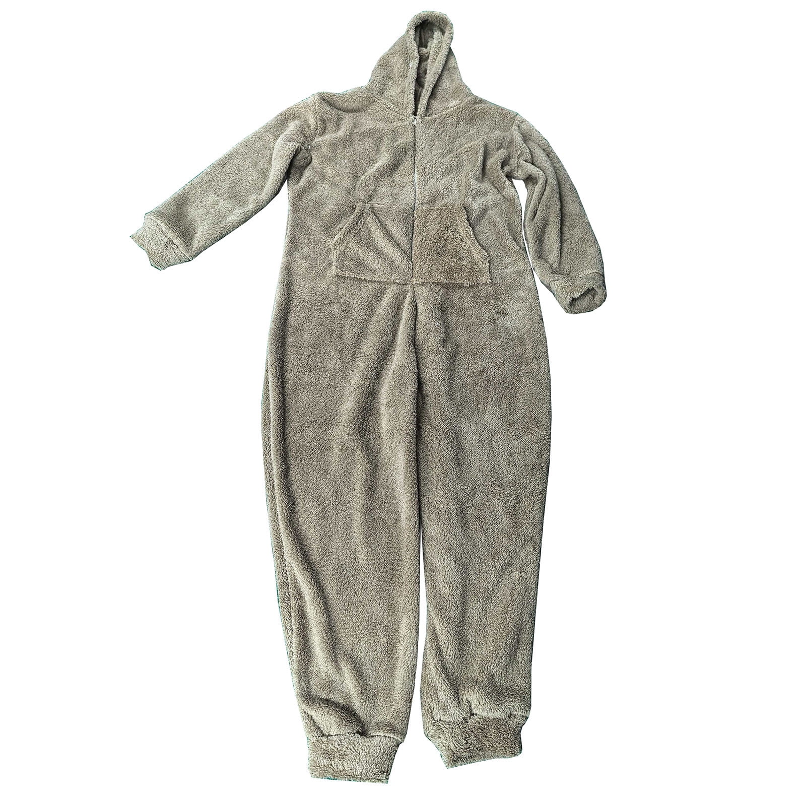 Xdegoge Womens Onesie Pajamas Plus Size Lounge Fleece Cute Hooded Zip Up Jumpsuit with Pockets Cozy Onesies Winter Sleepwear Long Sleeve One Piece Outfits