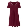 thumbnail image 3 of Npasoilc Summer T-Shirts Dresses For Women 2024 Nightgowns House Dress Pleated Front Knee Length Loose Fit Short Sleeve Sleepwear Comfy Sleepshirts Pleated Scoopneck Nightshir, 3 of 5