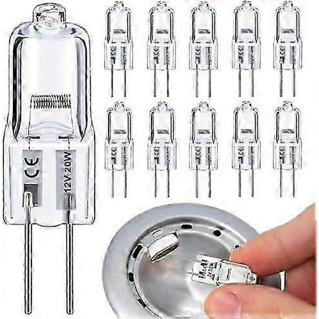 G4 Halogen Bulbs 20W,10 Pack G 4 Dimmable Warm White 2800K,Long Lasting 20W 12V G4 Bi Pin Halogen,High Output 300LM Bulb with T3 JC Type, Capsule Bulb
