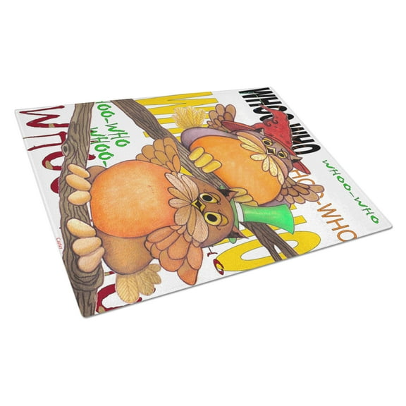 Caroline's Treasures Whoo Who Owl Glass Cutting Board Large