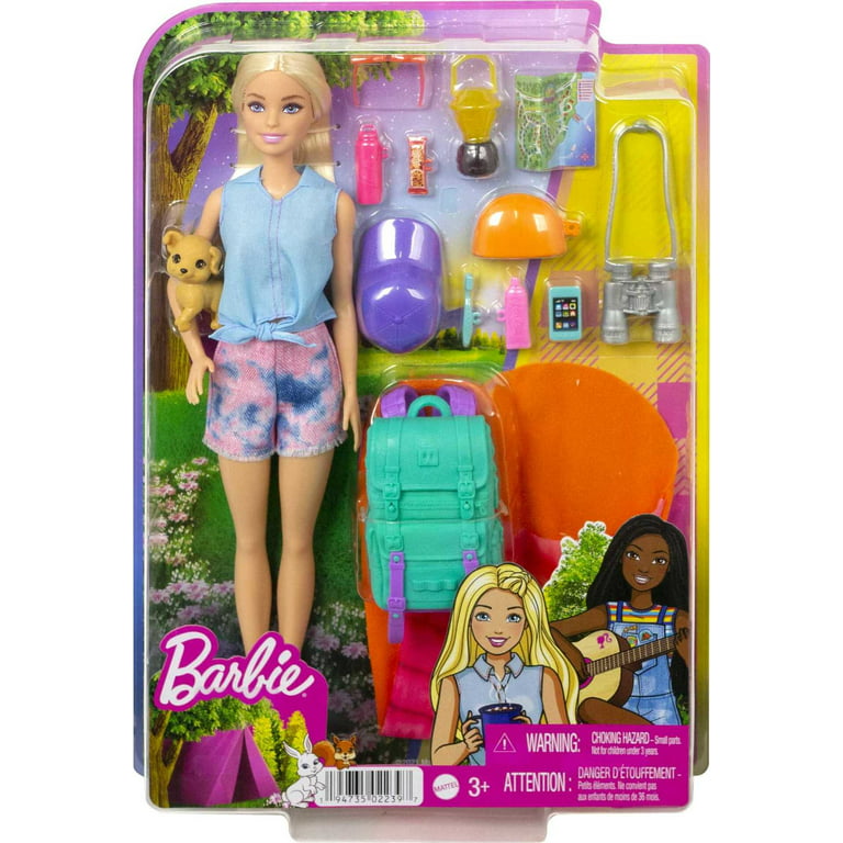 Barbie It Takes Two Malibu Doll & 10+ Accessories, Camping-Theme Set with  Puppy, Sleeping Bag & More