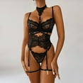 thumbnail image 1 of JMKQLZ Ladies' Solid Color Hollow Out Perspective Split Lace Lingerie, 1 of 5
