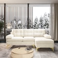 thumbnail image 4 of Techmilly Upholstered Sectional Sofa for Home, Apartment, Dorm, Bonus Room, Compact Space with Recliner, 3 Seats, L Shape Design, Reversible Ottoman Bench - Beige, 4 of 9