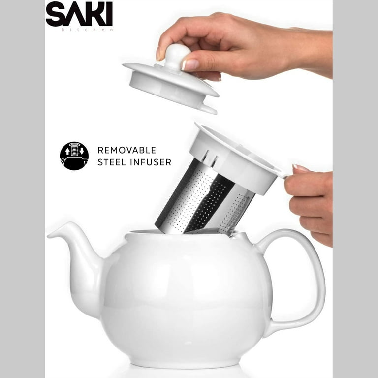 Saki 1.7 Liter Double Electric Turkish Tea Maker with Infuser, Silver 