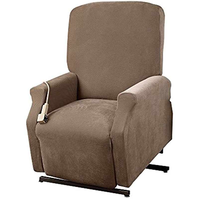 SureFit Home Decor Pique Box Cushion Medium Size Lift Recliner Chair