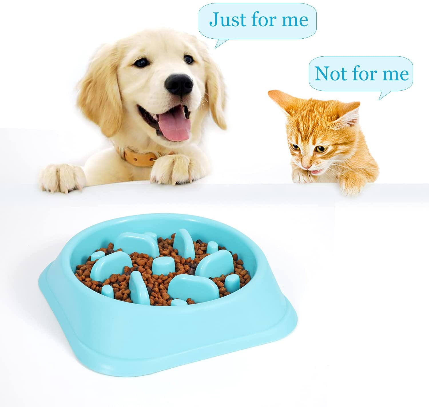 NEX Slow Feeder Dog Bowl Non Slip Anti Choke Feeding Dish BPA Free,Blue