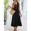 thumbnail image 5 of Womens Summer Maxi Dresses Flowy V Neck Sleeveless Swing Casual Beach Sundress with Pockets Black XXL, 5 of 9