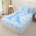 thumbnail image 2 of Homewish Blue Princess Bowtie Kids Zipper Twin Comforter Sets with Fitted Sheet and 2 Pillowcases,Cute Bowknot Theme Monogrammed K Zipper Bedding Set For Girls,Colorful Stars Reversible,4-Piece, 2 of 7