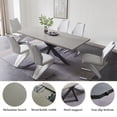 thumbnail image 3 of Modern Mid-Century Dining Table for 6-8 People Kitchen Table Set Extendable Rectangular Dining Table with 6 Leather Upholstered Dining Chairs, 3 of 6
