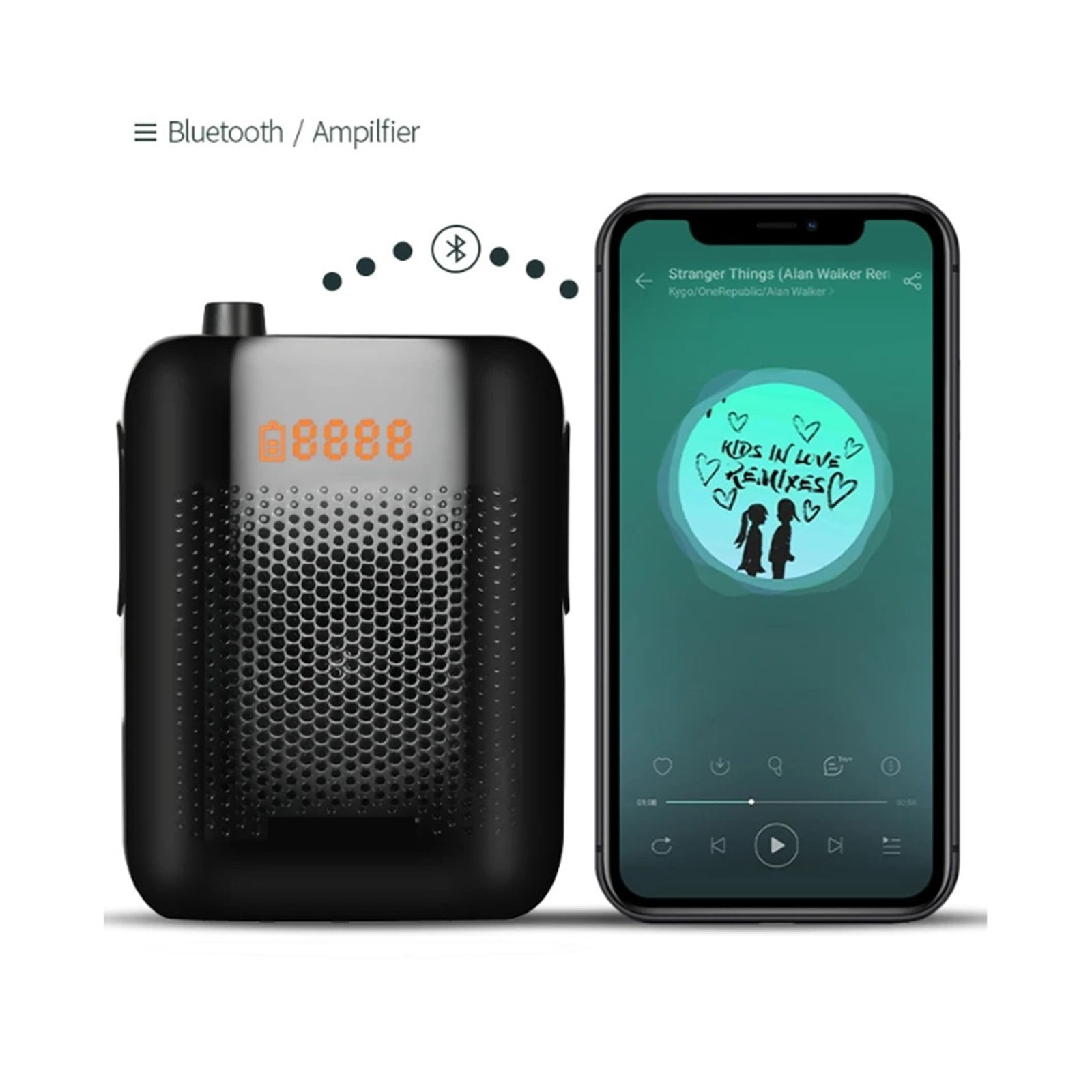 20W Voice Amplifier With UHF Wireless Microphone For Professor Teaching Lecture Tour Guide Meeting Portable Megaphone Speaker ,Powerful Voice Amplifier