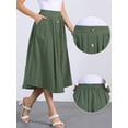 thumbnail image 2 of DARING DIVA Women's Button Decor Elastic Waist A-Line Skirts with Pockets M Army Green, 2 of 5