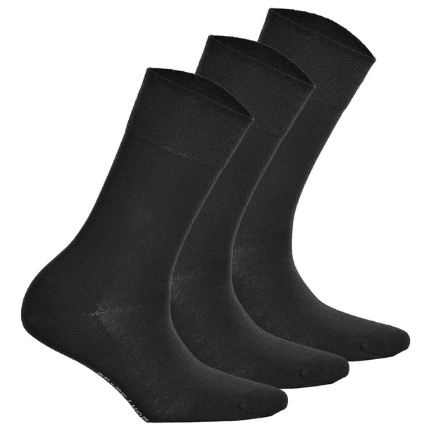 Hudson 3 par de calcetines de mujer, medias de algodón Relax, cinturilla Comfort, Unicolor Negro 35-38