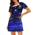 thumbnail image 1 of Fotbe Steel Skull Bata de Dormir para Mujer con Estampado, Camisón de Algodón de Manga Corta, Ropa de Dormir Casual, 1 of 6