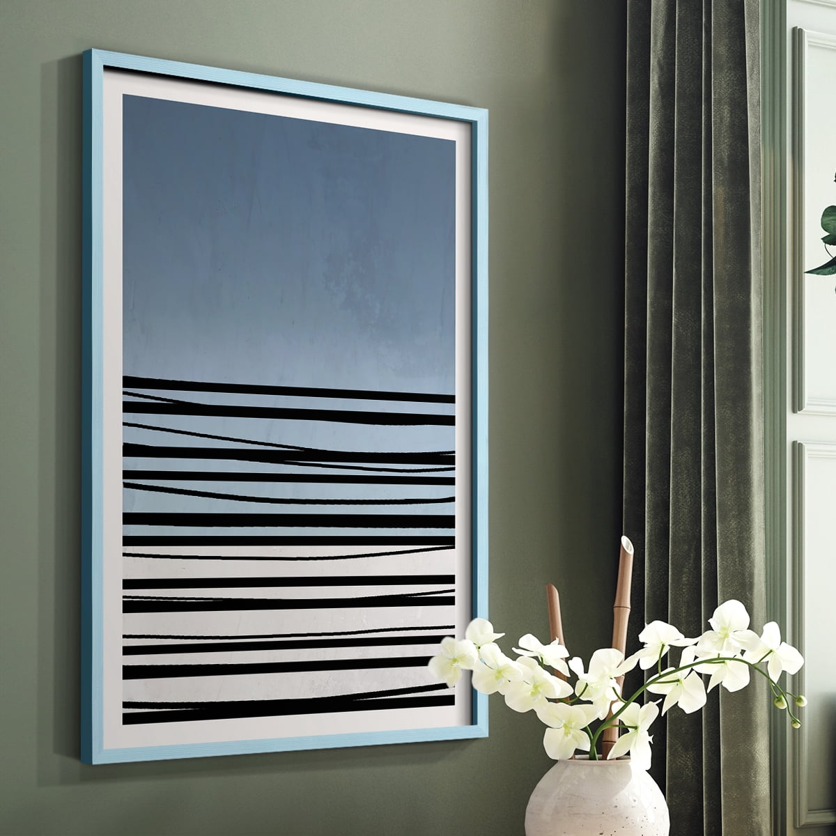 Abstracto Azul II in Paper Solid Wood 11 x 14 Framed Print