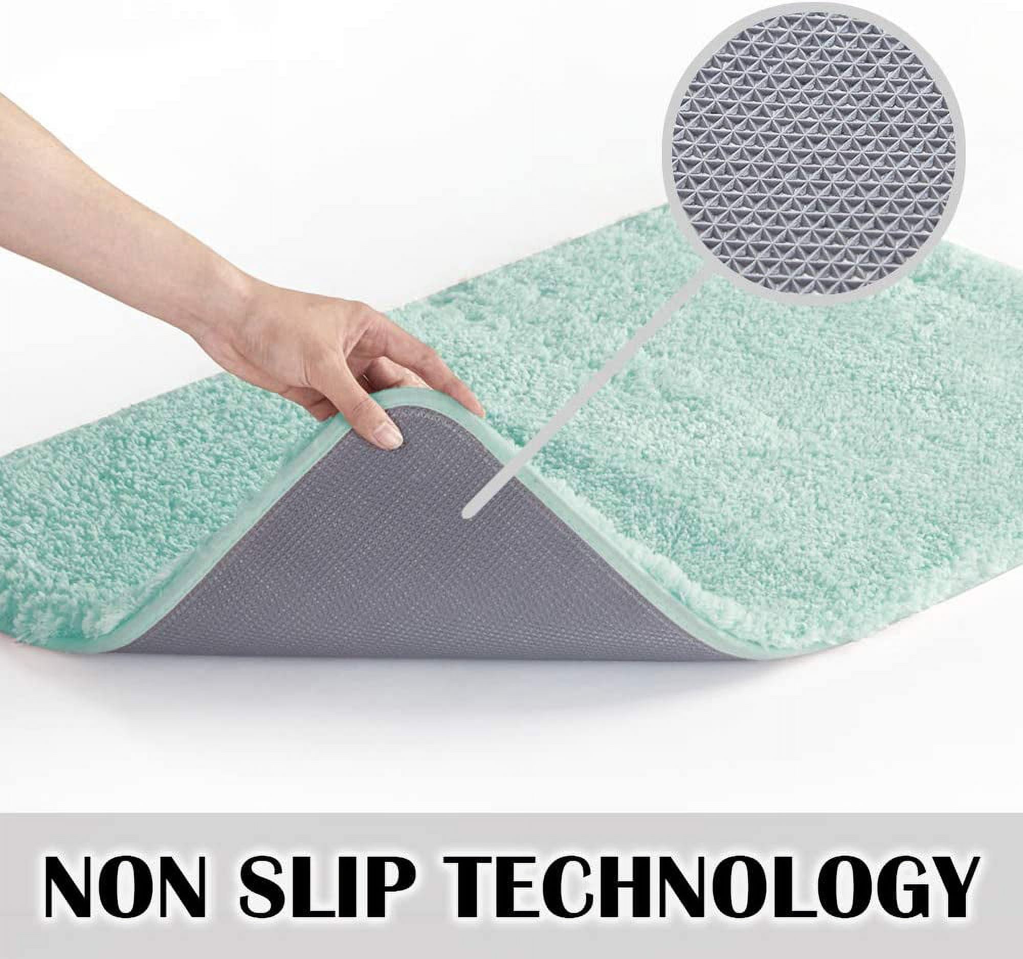 Bath Rug for Bathroom Non Slip Bathroom Mat (20 x 32, Aqua) Water Absorbent Soft Microfiber Shaggy Bathroom Rug Machine Washable Bath Mat for Bathroom Thick Plush Shower Mat