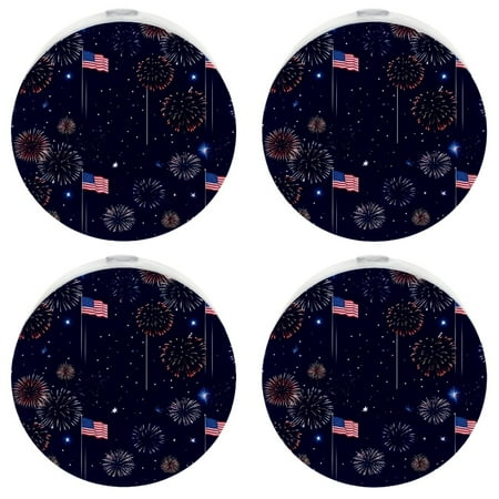 

Night Light Night Lights Plug into Wall Dusk to Dawn Sensor White Led Night Light 4 Pack Nightlight for Bedroom Bathroom Hallway Kitchen Blue Red Star Fireworks American Flag