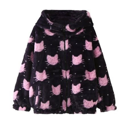 

Rgdypko Classic Jacket For Boys Girls Coat&Jacket Toddler Long Sleeve Winter Warm Outwear Hooded Cartoon Pink Cat Prints Outerwear Jacket Gifts For Toddles Girls Boys