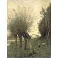 thumbnail image 2 of Jean-Baptiste-Camille Corot 19x24 Gold Ornate Framed and Double Matted Museum Art Print Titled - Landscape with Pollard Willows (1840 - 1875), 2 of 4