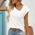 thumbnail image 6 of Women’s Tops Dressy Casual Cap Sleeve Asymmetrical Neck T-Shirt Summer Fashion Business Work Shirts ,White,L, 6 of 9