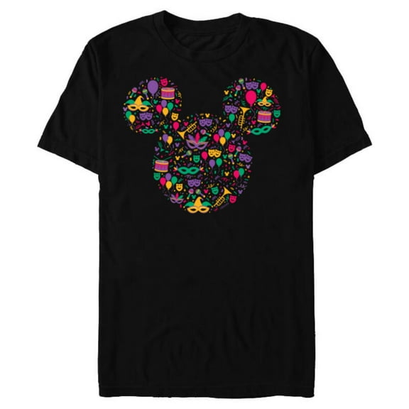 Disney Mickey Mouse Mardi Gras Carnival Holiday Icon - Short Sleeve Blended T-Shirt for Adults - Customized-Black
