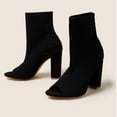 thumbnail image 3 of Mepaouo Peep Toe Boots for Women Chunky Block Heel Ankle Sock Booties Knit Slip on Dress Heeled Sandals, 3 of 7