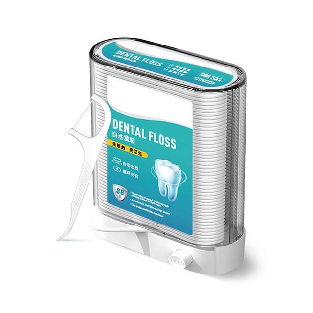 1 Set Automatic Disposable Bowed Head Curved Hook Tail Non-slip Grip Dental Floss Stick Dental Floss Storage Box Oral Care Tool