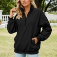 thumbnail image 2 of SGMVNU Womens Half Zip Oversized Sweatshirts Hoodies 2025 Fashion Long Sleeve Pullover Tops Streetwear Fall Outfits with Pocket(Black, L), 2 of 5