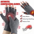 thumbnail image 2 of Relieve Hand Discomfort with 1pair Fingerless Compression Gloves,black, 2 of 7