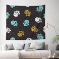thumbnail image 3 of Tapestry Wall Hanging Doodle Dog Paw Gold Blue Tapestries Home Decor for Bedroom Aesthetic 60 X90 IN, 3 of 3